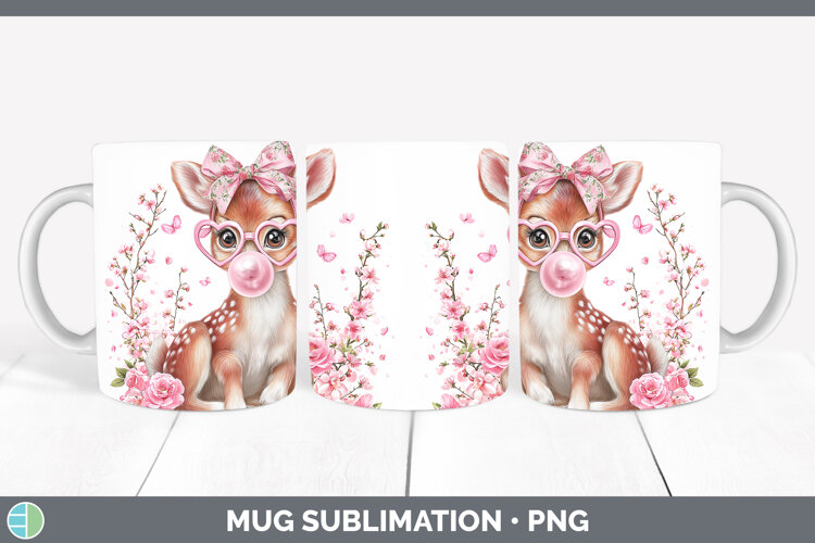 GorgeousWoodland Pink Bubble Gum Mug Wrap design.