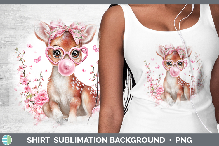Reindeer Woodland Pink Bubble Gum Shirt Sublimation Design