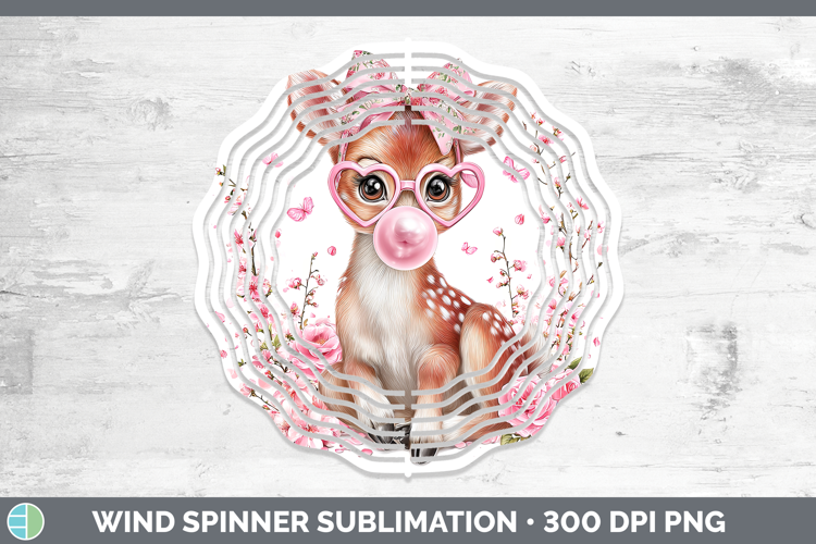 Reindeer Woodland Pink Bubble Gum Wind Spinner Sublimation D
