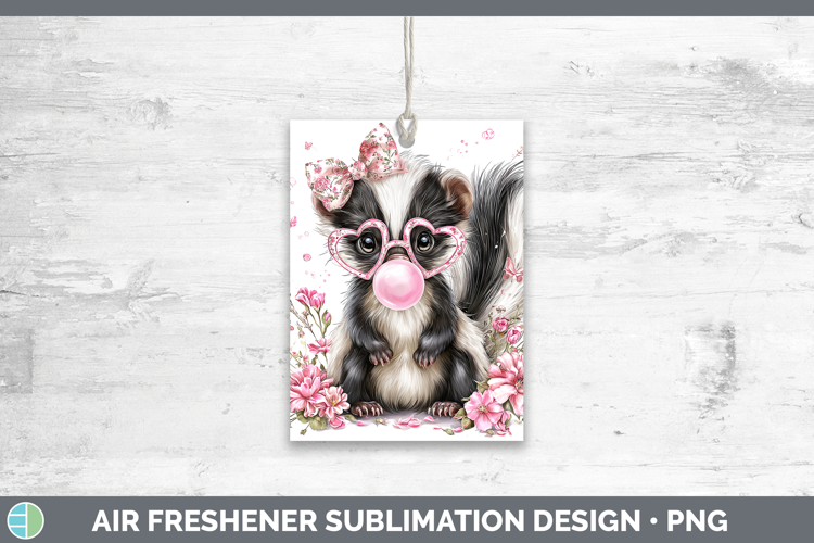 Skunk Woodland Pink Bubble Gum Air Freshener Sublimation Des