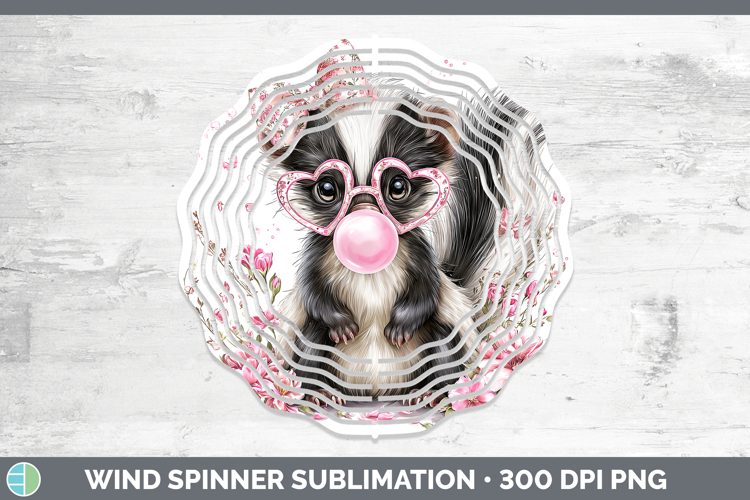 Skunk Woodland Pink Bubble Gum Wind Spinner Sublimation Desi