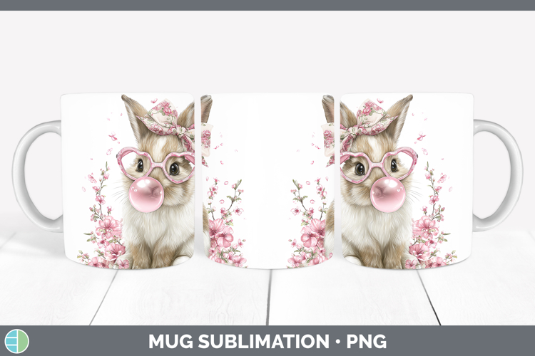 Snowshoe Hare Woodland Pink Bubble Gum Mug Wrap Sublimation