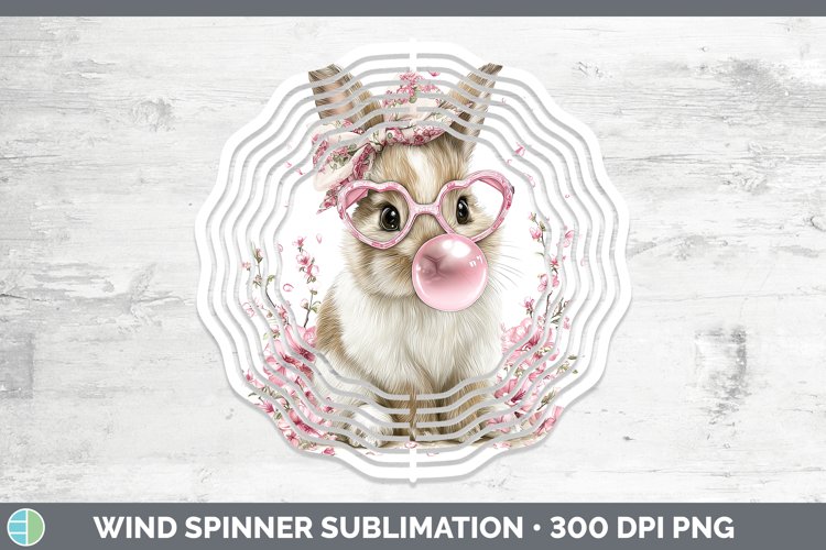 Snowshoe Hare Woodland Pink Bubble Gum Wind Spinner Sublimat