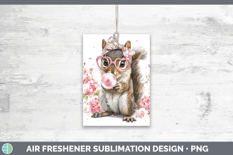 Squirrel Woodland Pink Bubble Gum Air Freshener Sublimation