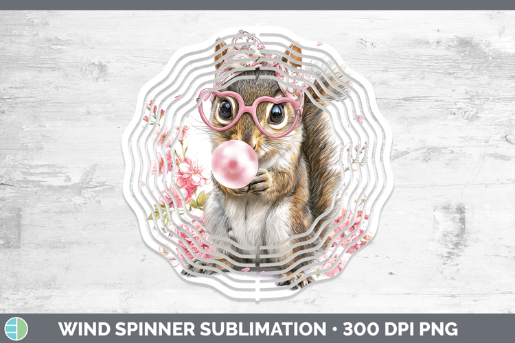 Squirrel Woodland Pink Bubble Gum Wind Spinner Sublimation D