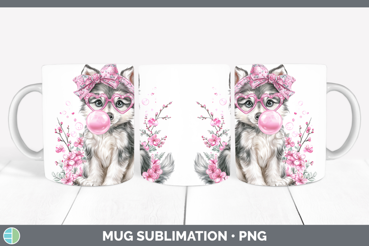 Wolf Woodland Pink Bubble Gum Mug Wrap Sublimation Design