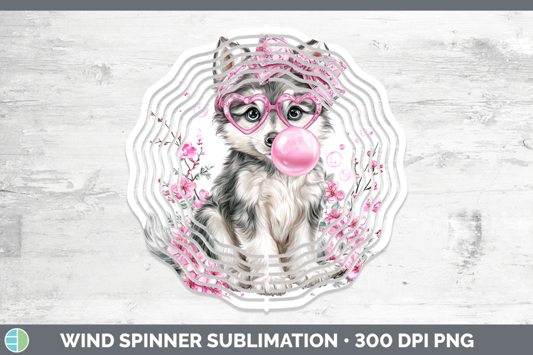 Wolf Woodland Pink Bubble Gum Wind Spinner Sublimation Desig