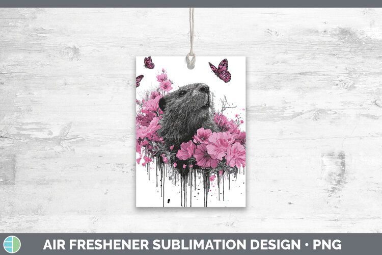 Woodland Pink Drips Beaver Air Freshener Sublimation Car Fre
