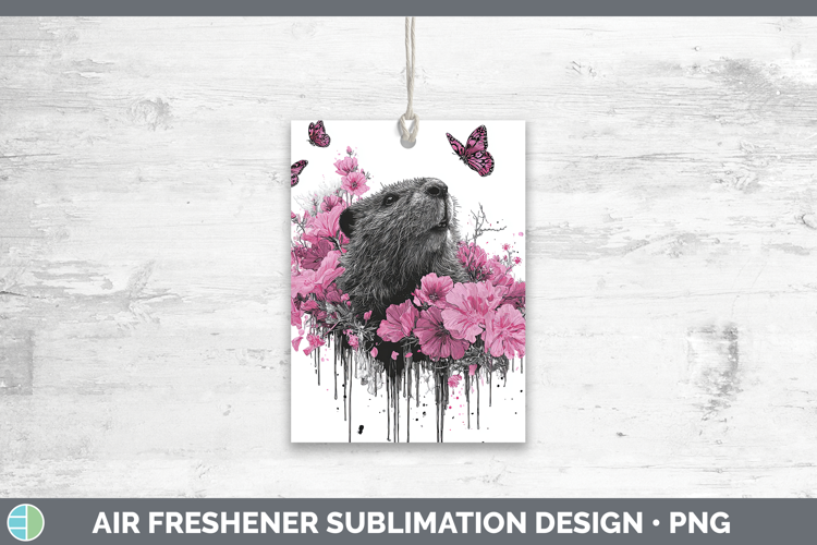 Woodland Pink Drips Beaver Air Freshener Sublimation Car Fre