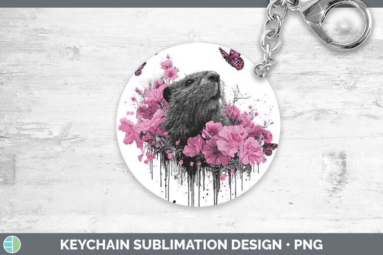 GorgeousWoodland Pink Drips Keychain design.
