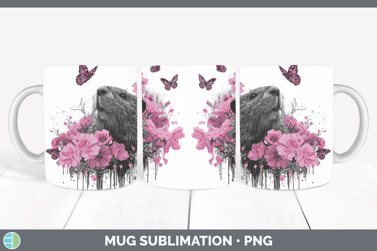 GorgeousWoodland Pink Drips Mug Wrap design.