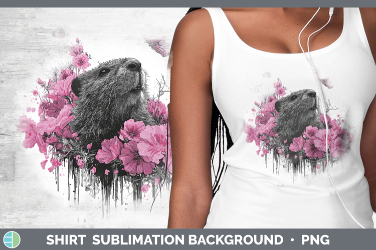 Woodland Pink Drips Beaver Shirt Sublimation Background Desi