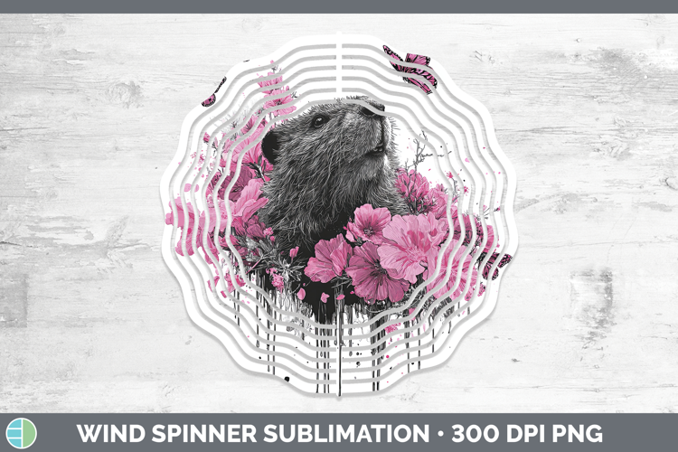Woodland Pink Drips Beaver Wind Spinner Sublimation Spinner