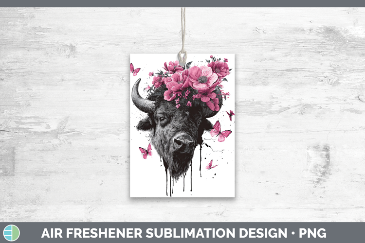 Woodland Pink Drips Bison Air Freshener Sublimation Car Fres