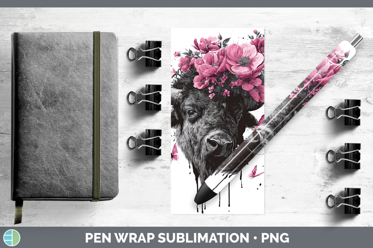 Woodland Pink Drips Bison Pen Wrap Sublimation Pen Designs
