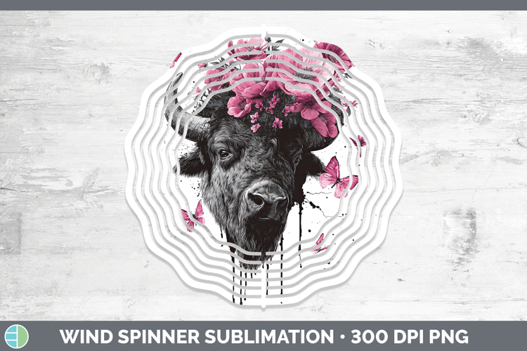 Woodland Pink Drips Bison Wind Spinner Sublimation Spinner D