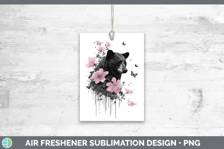 Woodland Pink Drips Black Bear Air Freshener Sublimation Car