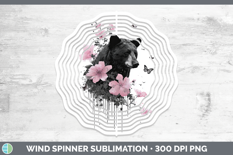 Woodland Pink Drips Black Bear Wind Spinner Sublimation Spin