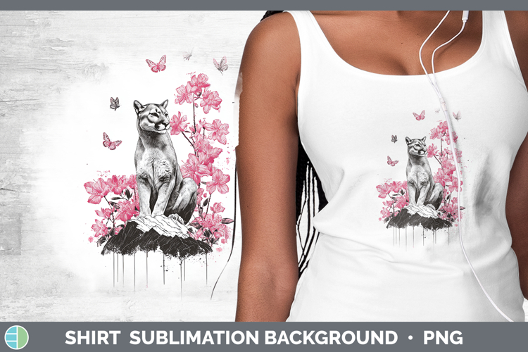 Woodland Pink Drips Cougar Shirt Sublimation Background Desi
