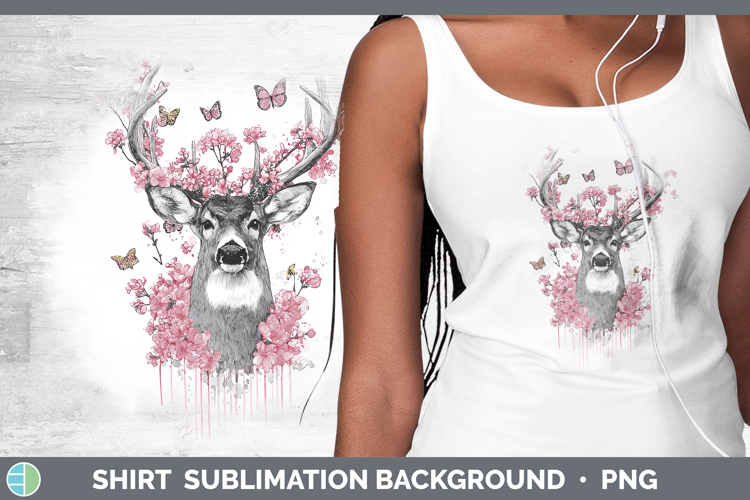 Woodland Pink Drips Deer Shirt Sublimation Background Design