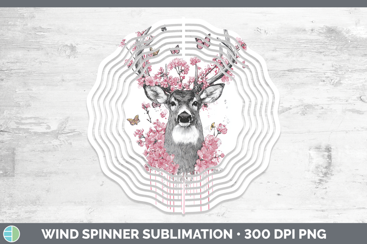 Woodland Pink Drips Deer Wind Spinner Sublimation Spinner De