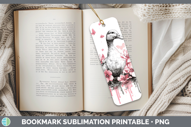 Woodland Pink Drips Duck Bookmark Sublimation Printable Desi