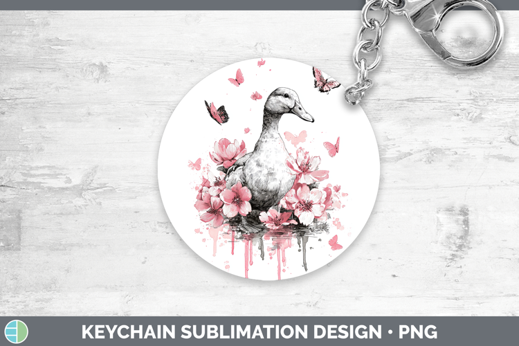 Woodland Pink Drips Duck Keychain Sublimation Keyring Design