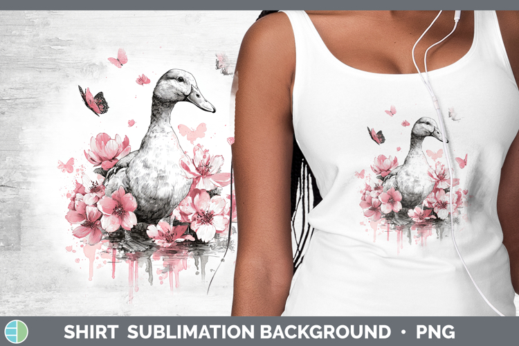 Woodland Pink Drips Duck Shirt Sublimation Background Design