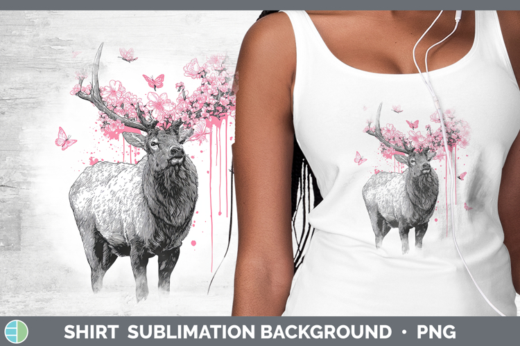 Woodland Pink Drips Elk Shirt Sublimation Background Designs