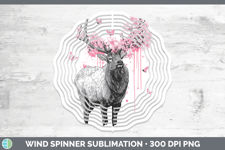 Woodland Pink Drips Elk Wind Spinner Sublimation Spinner Des