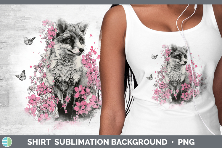 Woodland Pink Drips Fox Shirt Sublimation Background Designs