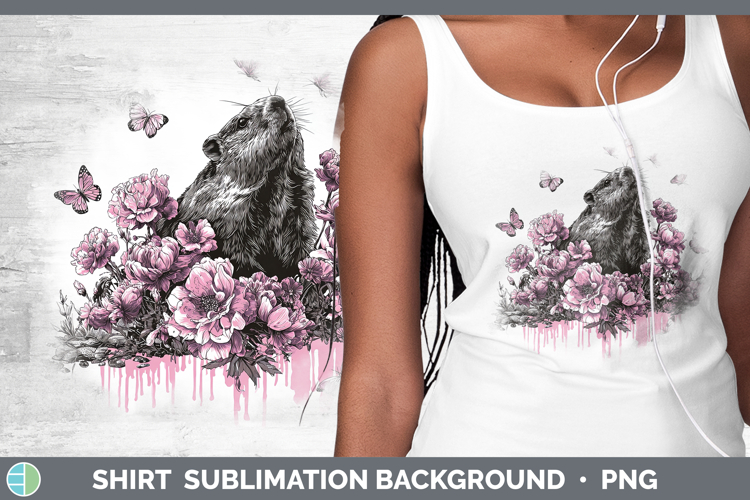 Woodland Pink Drips Groundhog Shirt Sublimation Background D