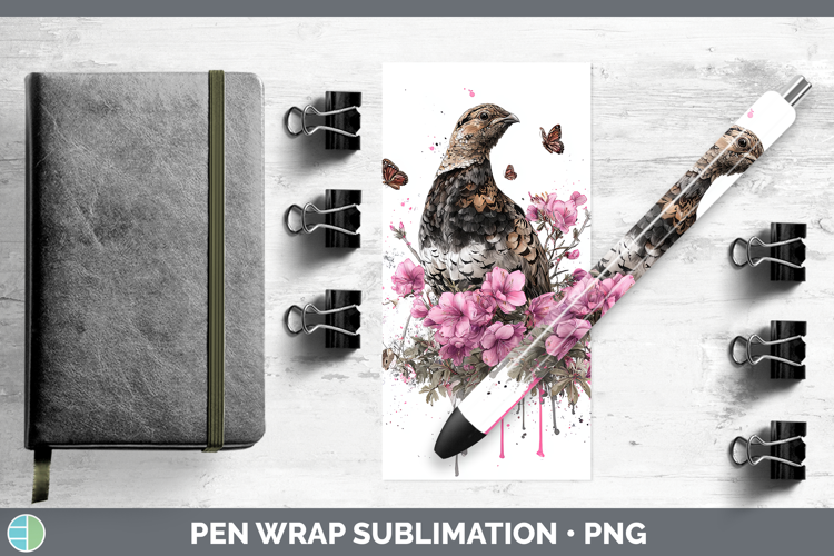 Woodland Pink Drips Grouse Pen Wrap Sublimation Pen Designs