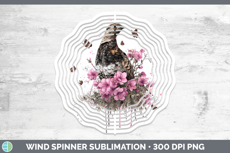 Woodland Pink Drips Grouse Wind Spinner Sublimation Spinner