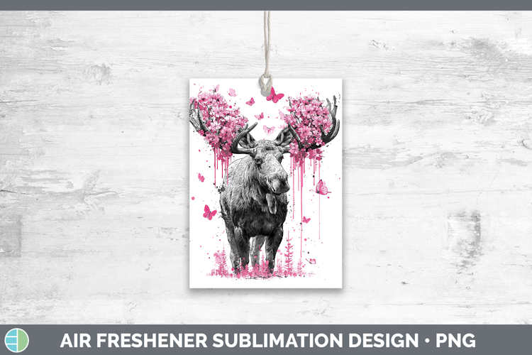 Woodland Pink Drips Moose Air Freshener Sublimation Car Fres