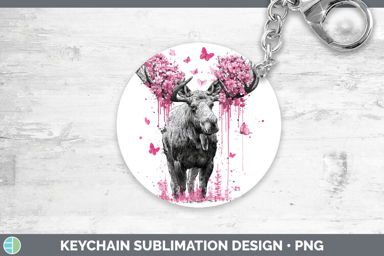 GorgeousWoodland Pink Drips Keychain design.