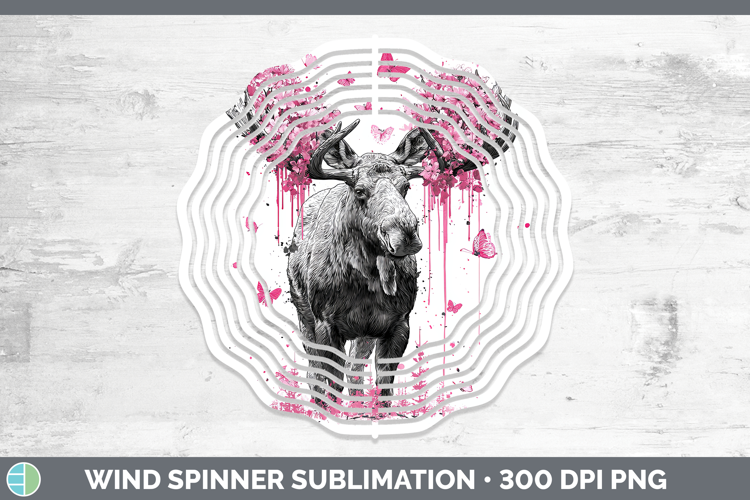Woodland Pink Drips Moose Wind Spinner Sublimation Spinner D