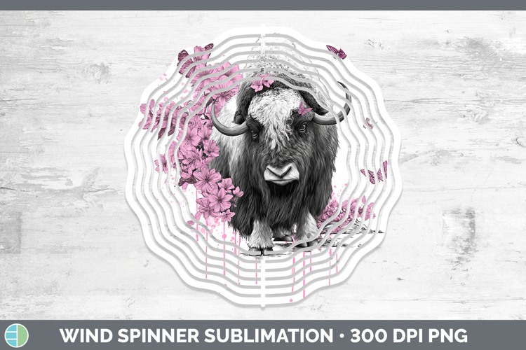 Woodland Pink Drips Musk Ox Wind Spinner Sublimation Spinner