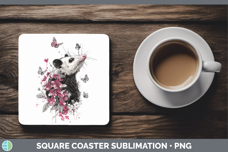 GorgeousWoodland Pink Drips Square Coaster design.