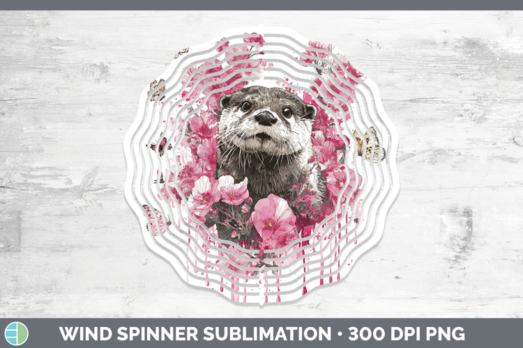 Woodland Pink Drips Otter Wind Spinner Sublimation Spinner D