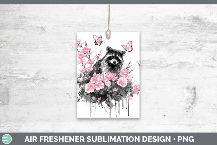 Woodland Pink Drips Raccoon Air Freshener Sublimation Car Fr