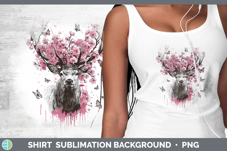 Woodland Pink Drips Reindeer Shirt Sublimation Background De