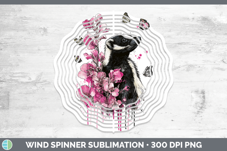 Woodland Pink Drips Skunk Wind Spinner Sublimation Spinner D