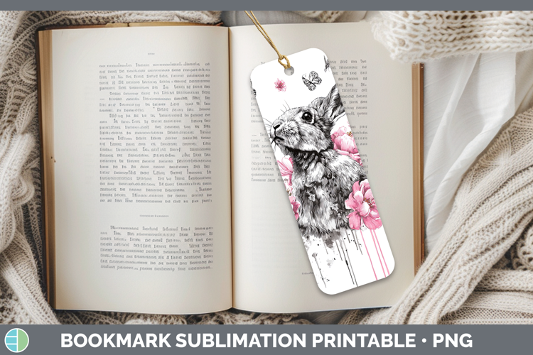 Woodland Pink Drips Snowshoe Hare Bookmark Sublimation Print