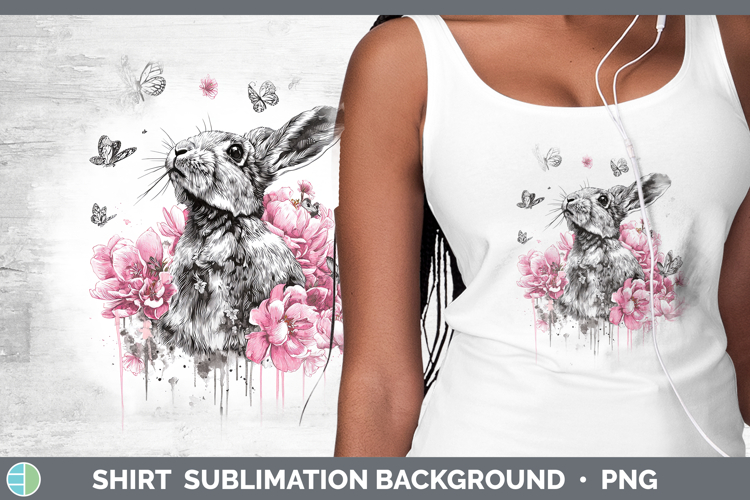 Woodland Pink Drips Snowshoe Hare Shirt Sublimation Backgrou