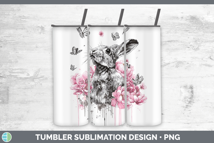 Woodland Pink Drips Snowshoe Hare Tumbler Sublimation 20 oz