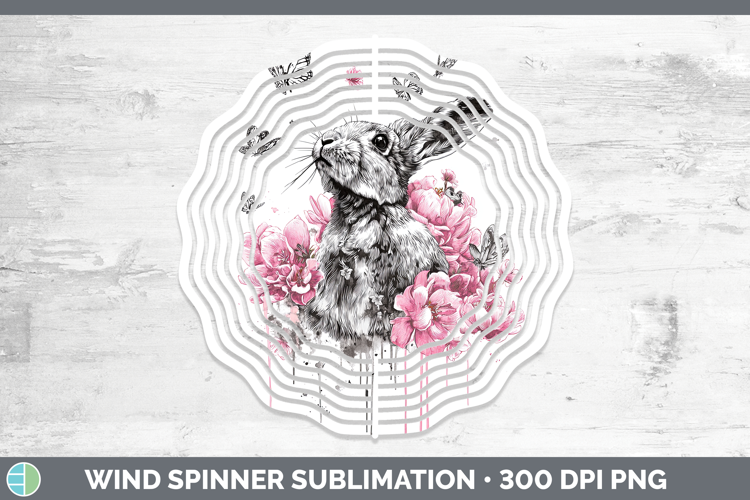 Woodland Pink Drips Snowshoe Hare Wind Spinner Sublimation S