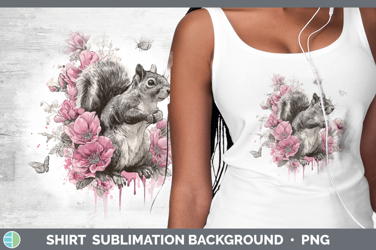 Woodland Pink Drips Squirrel Shirt Sublimation Background De