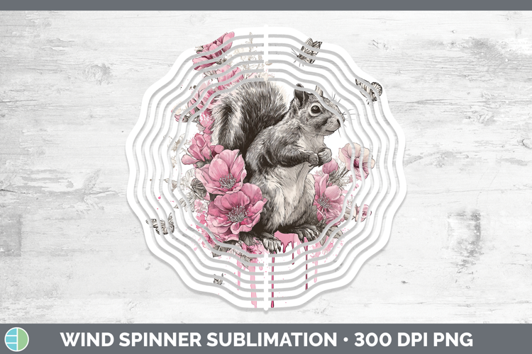 Woodland Pink Drips Squirrel Wind Spinner Sublimation Spinne