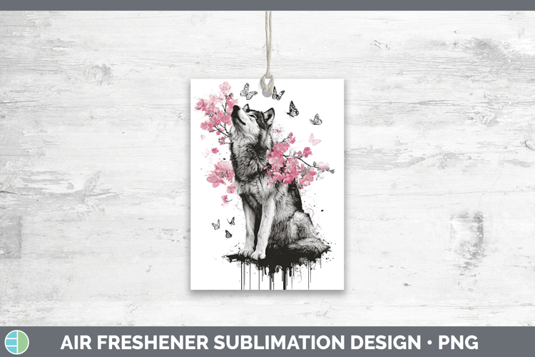 Woodland Pink Drips Wolf Air Freshener Sublimation Car Fresh
